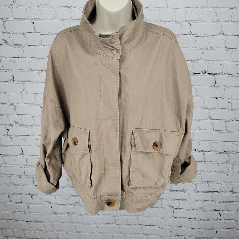 NWT Simply Blessed Light Mocha Brown 100% Cotton Unlined Jacket TWJK55 Size XL